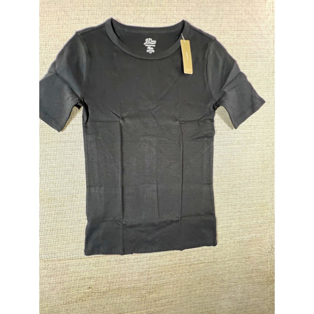 J.Crew Perfect Fit Cotton Knit Crew Neck Short Sleeve T-Shirt Black S